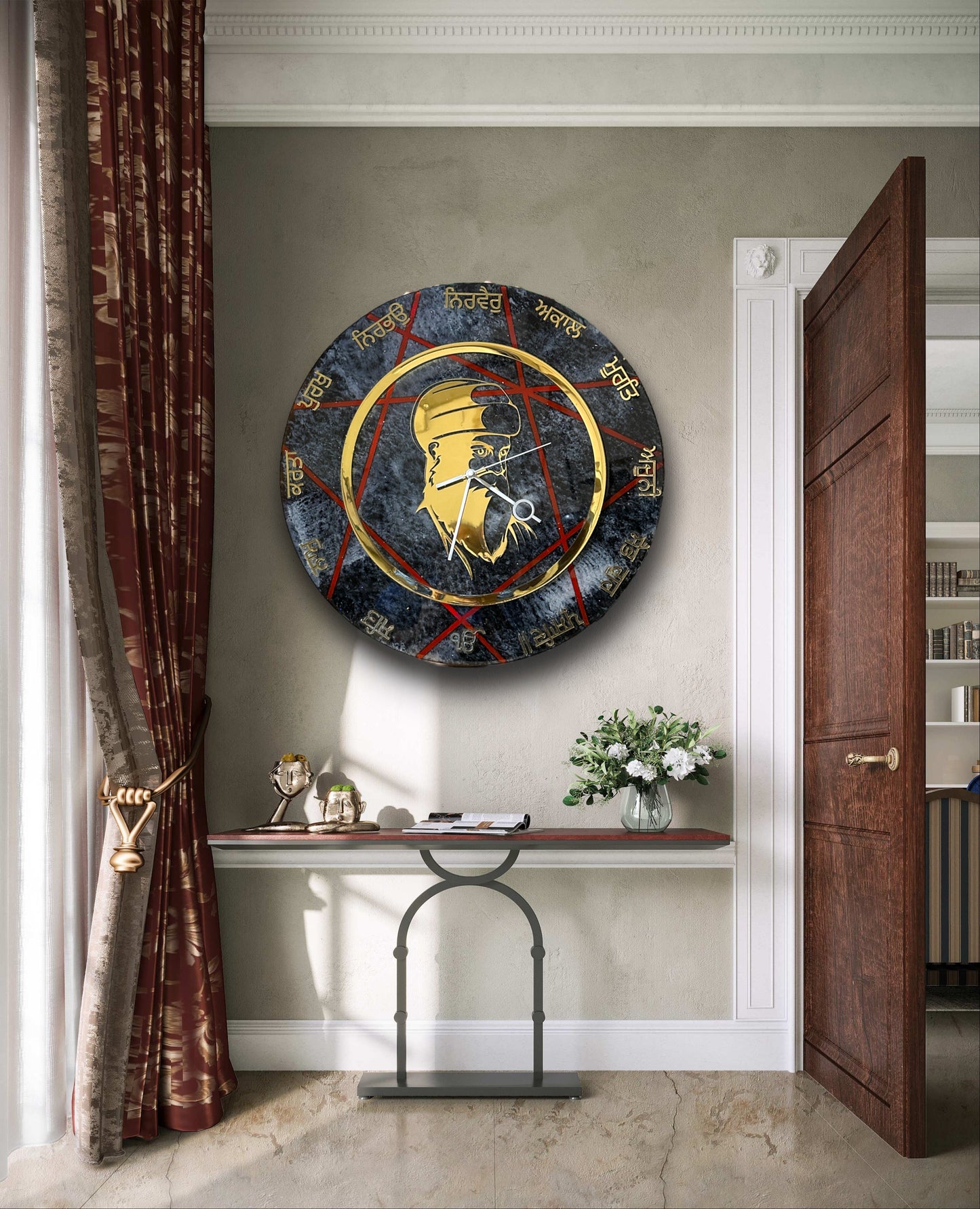 Spiritual Serenity: Handmade Epoxy Resin Wall Clock Mantras