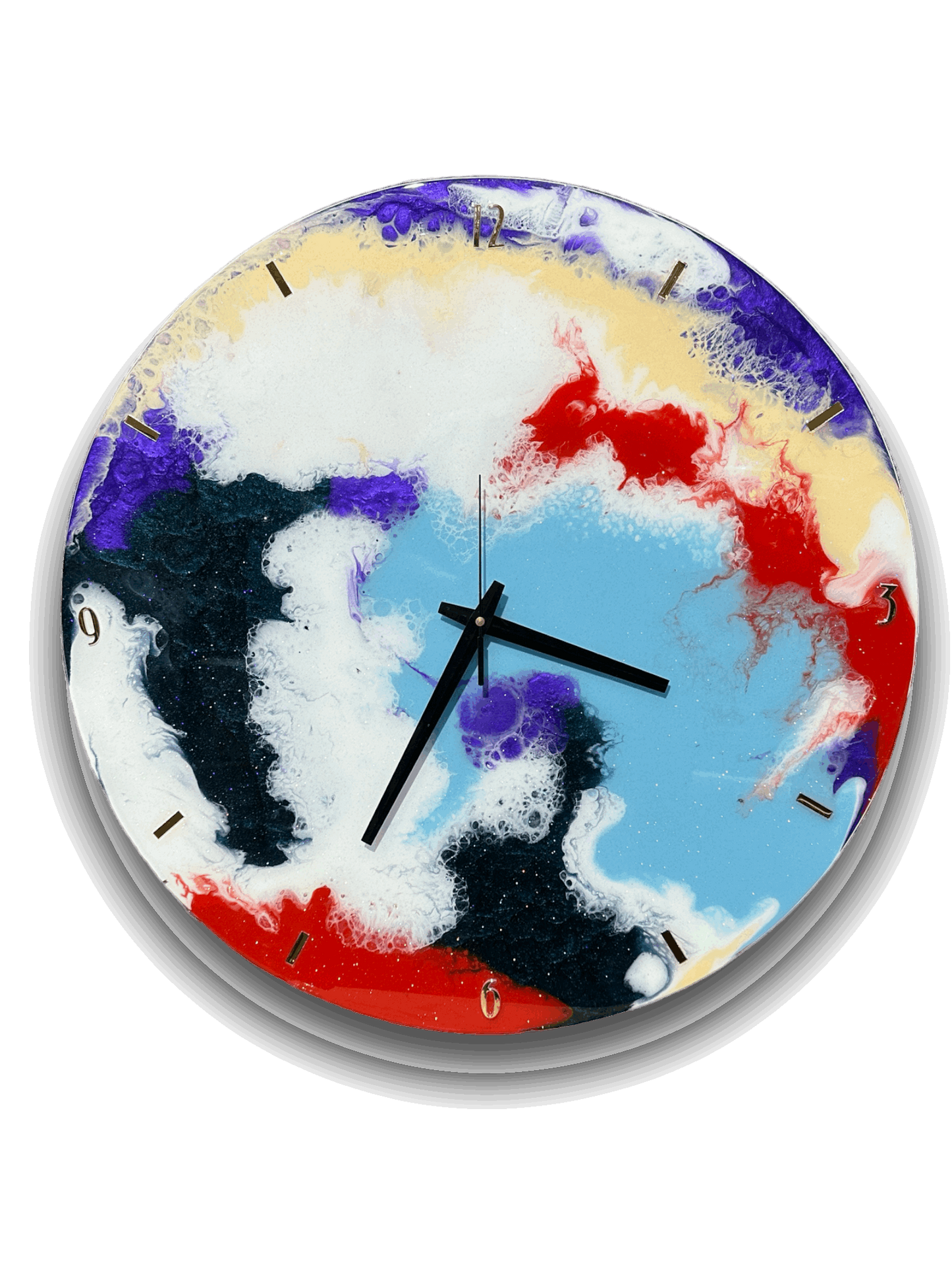 Abstract Art in Motion: Epoxy Resin Wall Clock with Shimmering Colors
