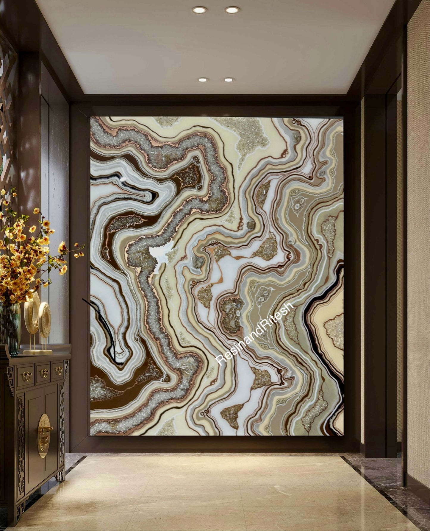 Resin Geode Wall Art with Lights