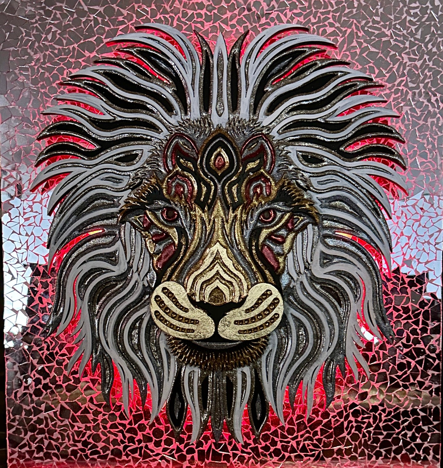 Shop Lion Handmade Mirrors with Lights | ResinandRitesh