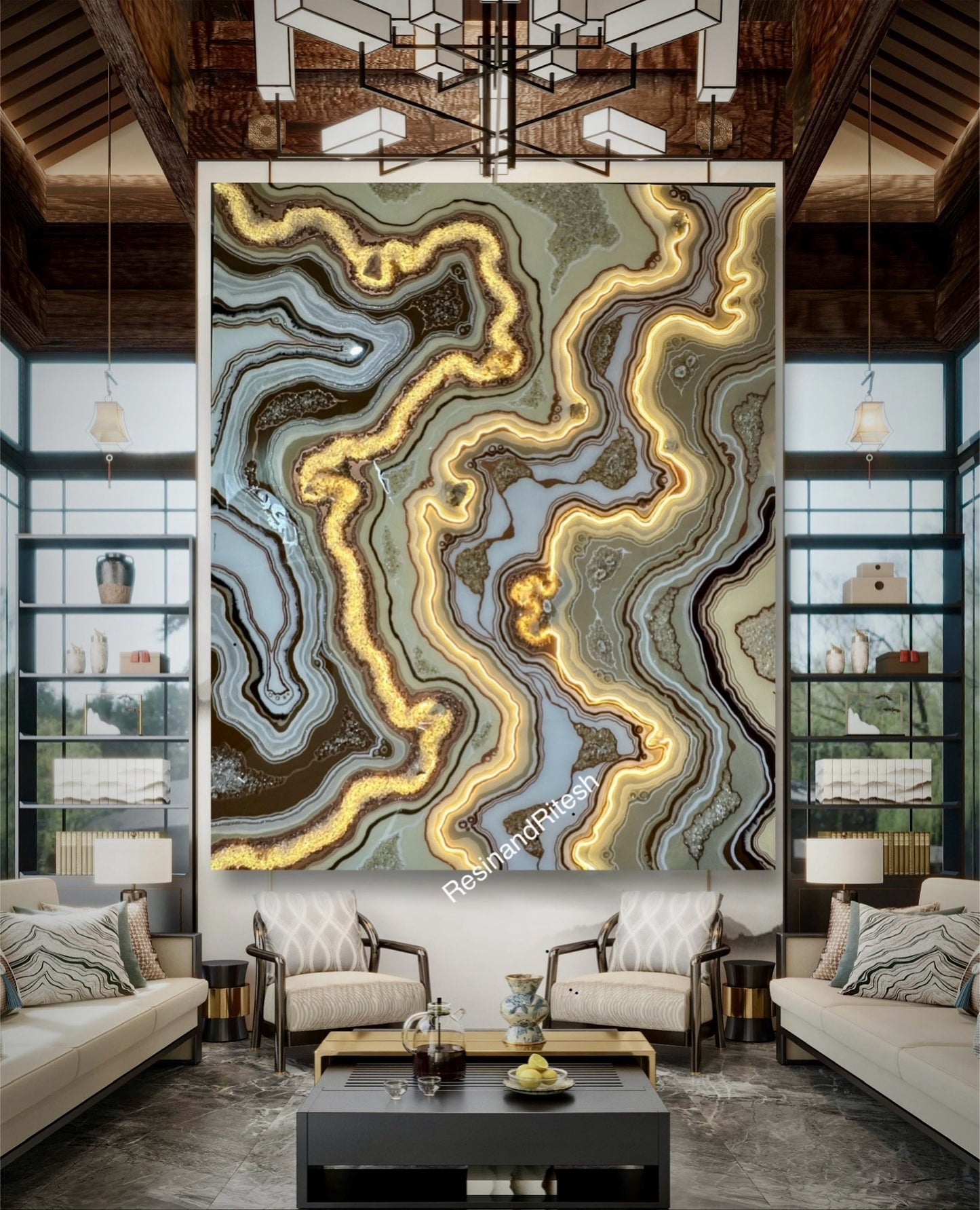 Resin Geode Wall Art with Lights