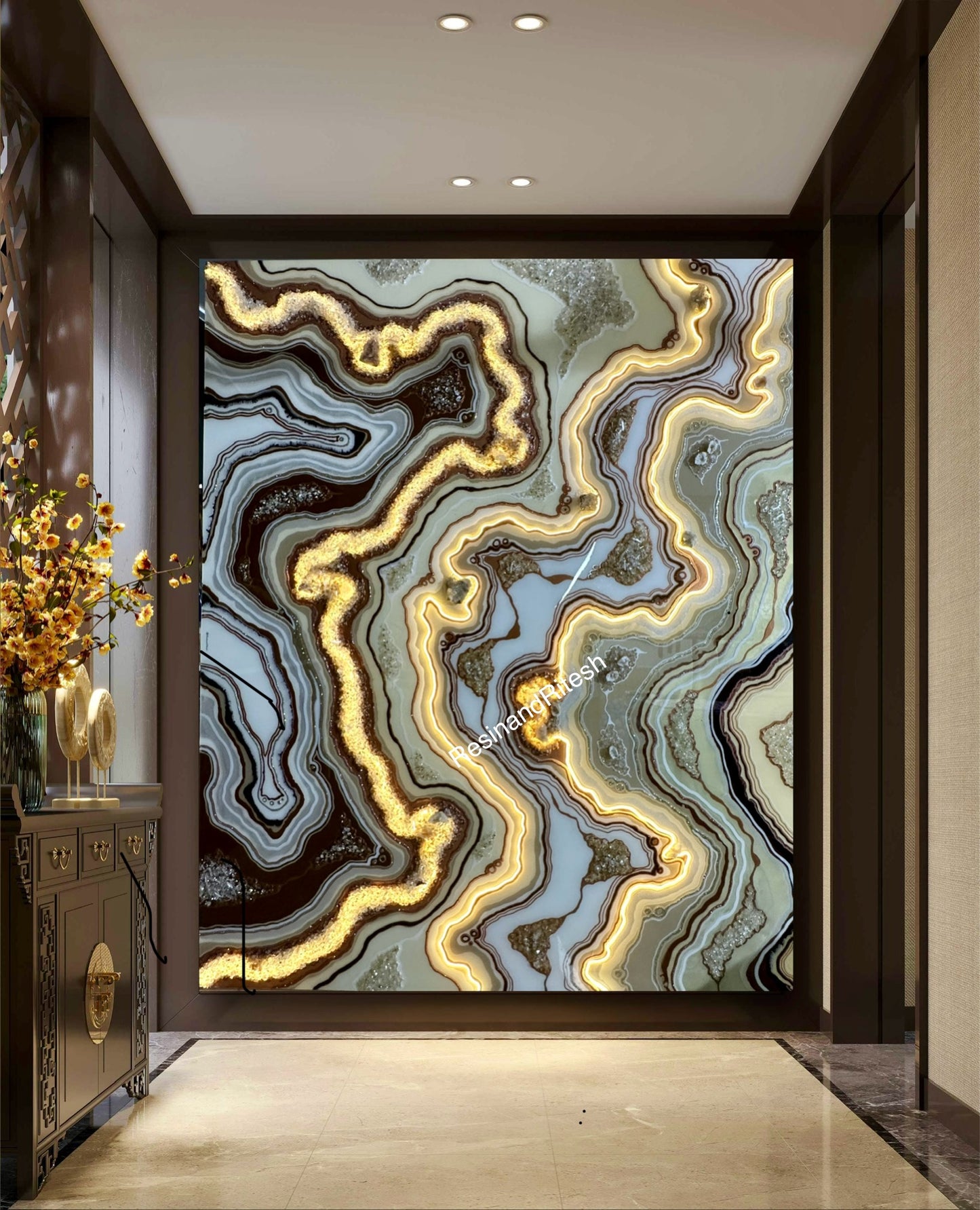 Resin Geode Wall Art with Lights