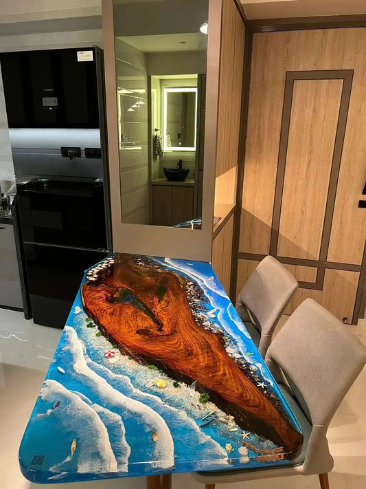 3D ocean Dining Tables ResinandRitesh India