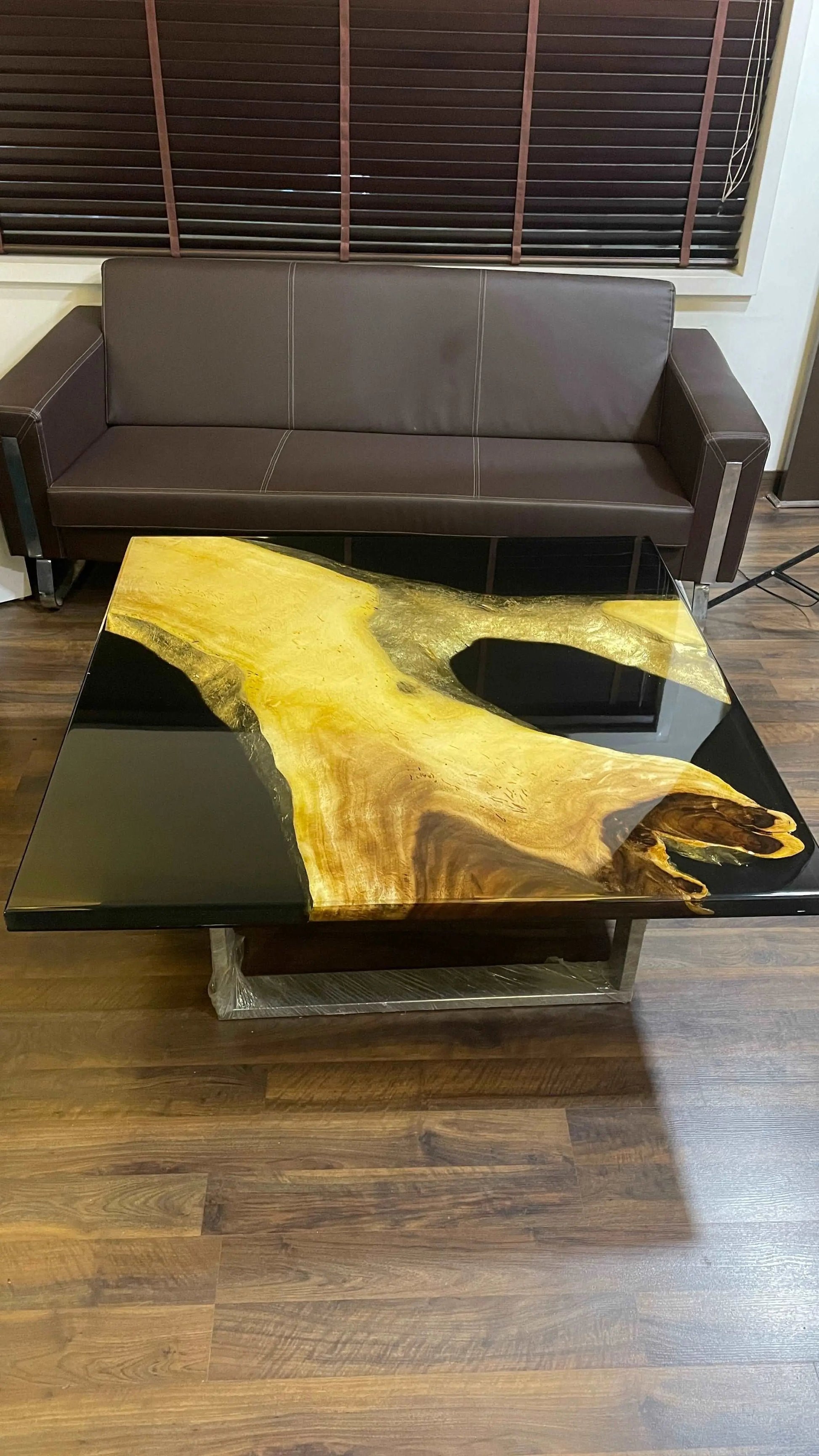 Resin and Gold Wood Tables